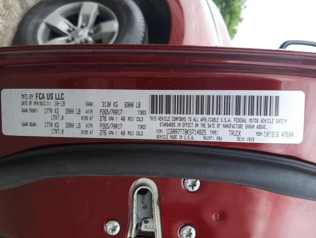 Photo 10 from auction – 2019 RAM 1500 CLASS with VIN 1C6RR7TT8KS714825