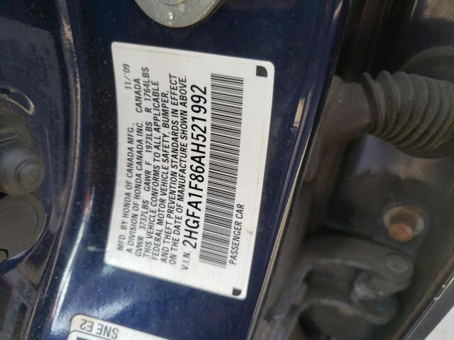 Photo 10 from auction – 2010 HONDA CIVIC EX with VIN 2HGFA1F86AH521992