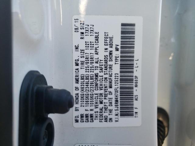 Photo 10 from auction – 2015 HONDA CR-V EXL with VIN 5J6RM4H7XFL125223
