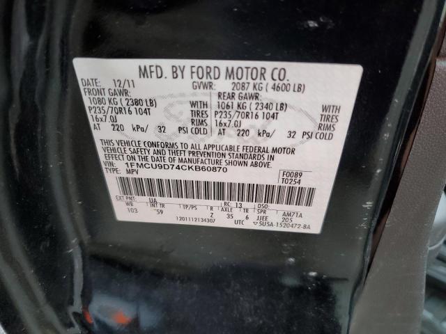 Photo 10 from auction – 2012 FORD ESCAPE XLT with VIN 1FMCU9D74CKB60870
