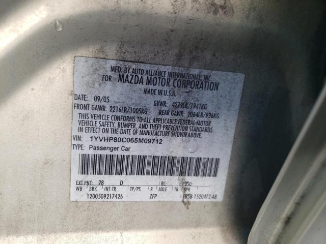 Photo 10 from auction – 2006 MAZDA 6 I with VIN 1YVHP80C065M09712