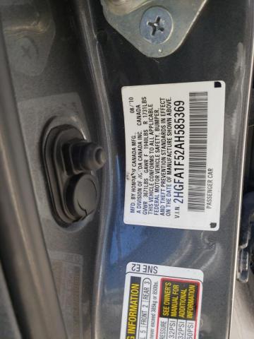 Photo 10 from auction – 2010 HONDA CIVIC LX with VIN 2HGFA1F52AH585369