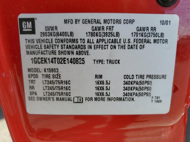 Foto 10 de la subasta – 2002 CHEVROLET SILVERADO con VIN 1GCEK14T02E140825