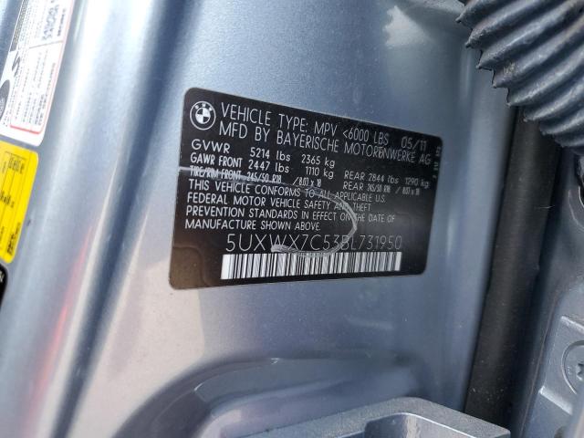 Photo 10 from auction – 2011 BMW X3 XDRIVE3 with VIN 5UXWX7C53BL731950