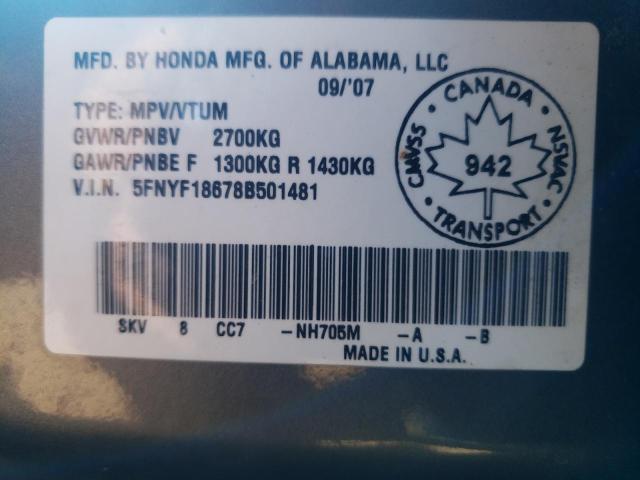 Photo 10 from auction – 2008 HONDA PILOT EXL with VIN 5FNYF18678B501481
