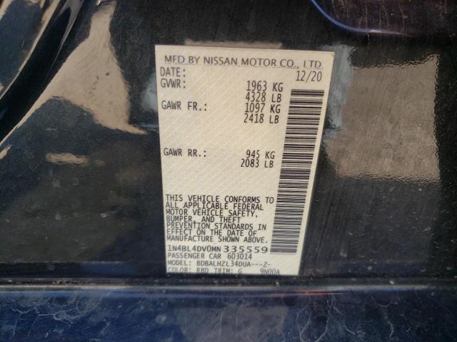 Photo 10 from auction – 2021 NISSAN ALTIMA SV with VIN 1N4BL4DV0MN335559