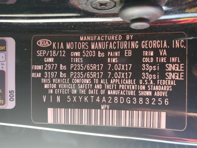 Photo 10 from auction – 2013 KIA SORENTO LX with VIN 5XYKT4A28DG383256