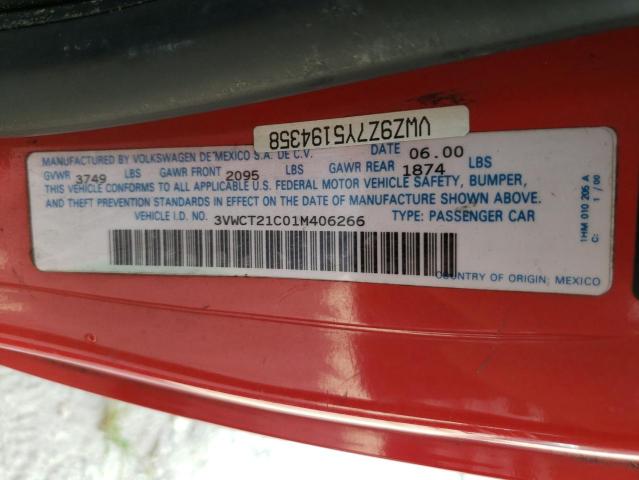 Photo 10 from auction – 2001 VOLKSWAGEN NEW BEETLE with VIN 3VWCT21C01M406266