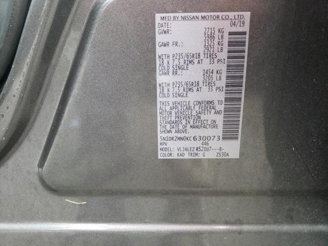 Photo 10 from auction – 2019 NISSAN PATHFINDER with VIN 5N1DR2MN0KC630073