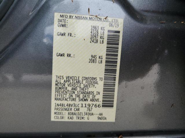 Photo 10 from auction – 2020 NISSAN ALTIMA S with VIN 1N4BL4BV3LC119766