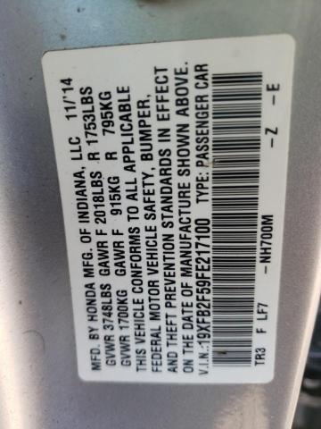 Photo 10 from auction – 2015 HONDA CIVIC LX with VIN 19XFB2F59FE217100
