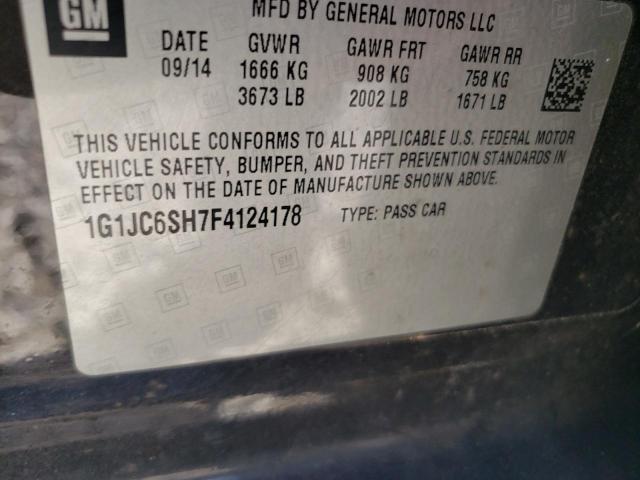 Photo 10 from auction – 2015 CHEVROLET SONIC LT with VIN 1G1JC6SH7F4124178