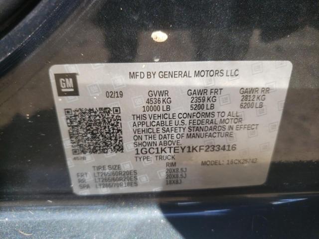 Photo 10 from auction – 2019 CHEVROLET SILVERADO with VIN 1GC1KTEY1KF233416