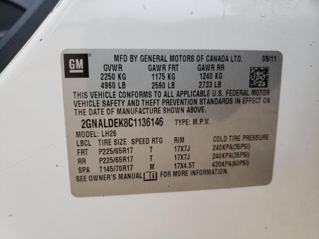Photo 10 from auction – 2012 CHEVROLET EQUINOX LT with VIN 2GNALDEK8C1136146