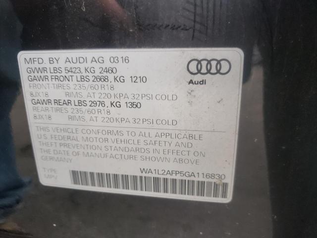 Foto 10 de la subasta – 2016 AUDI Q5 PREMIUM con VIN WA1L2AFP5GA116830
