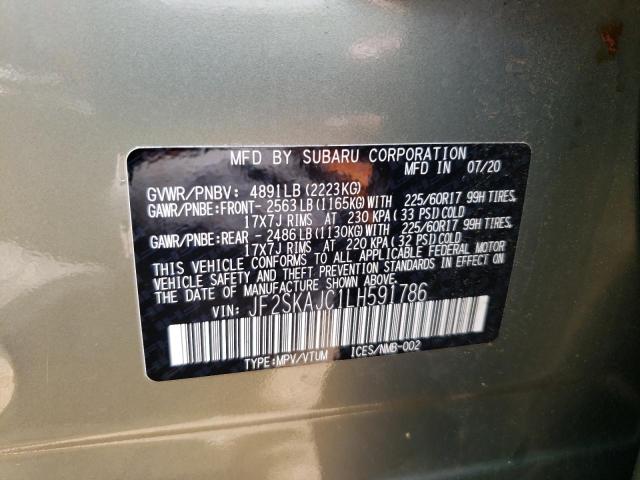 Photo 10 from auction – 2020 SUBARU FORESTER P with VIN JF2SKAJC1LH591786