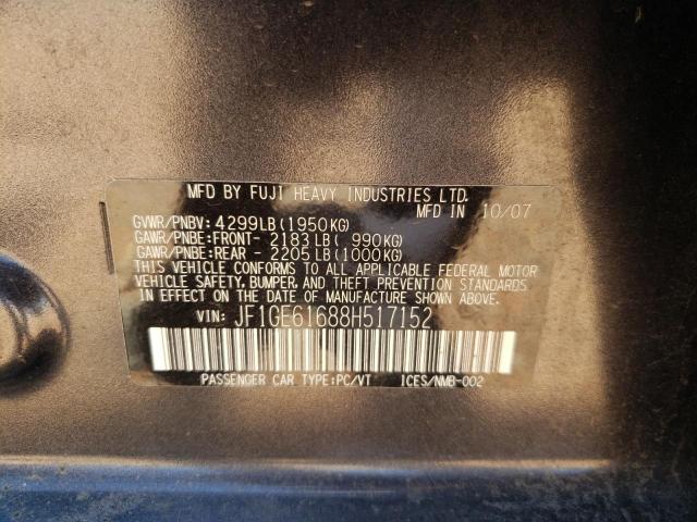 Photo 10 from auction – 2008 SUBARU IMPREZA 2. with VIN JF1GE61688H517152
