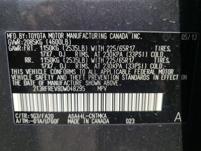 Photo 10 from auction – 2013 TOYOTA RAV4 XLE with VIN 2T3RFREV8DW048295