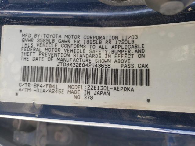 Photo 10 from auction – 2004 TOYOTA COROLLA CE with VIN JTDBR32E042043658