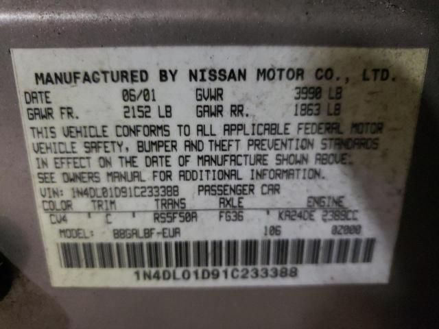 Photo 10 from auction – 2001 NISSAN ALTIMA XE with VIN 1N4DL01D91C233388