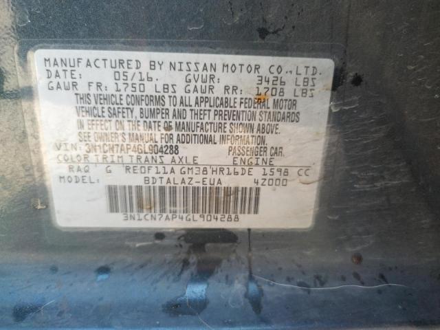 Photo 10 from auction – 2016 NISSAN VERSA S with VIN 3N1CN7AP4GL904288
