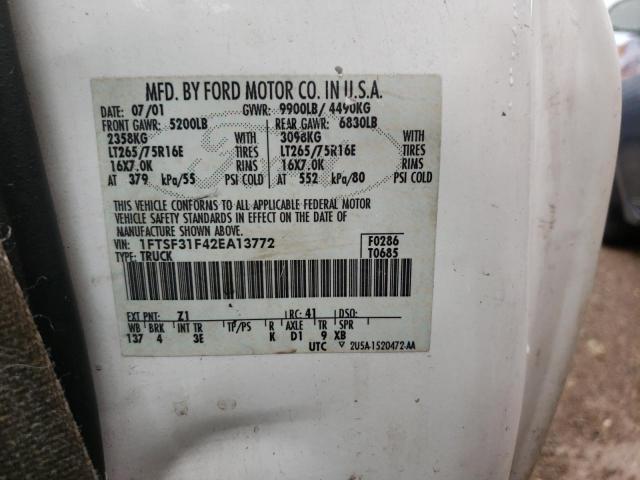 Photo 10 from auction – 2002 FORD F350 SRW S with VIN 1FTSF31F42EA13772