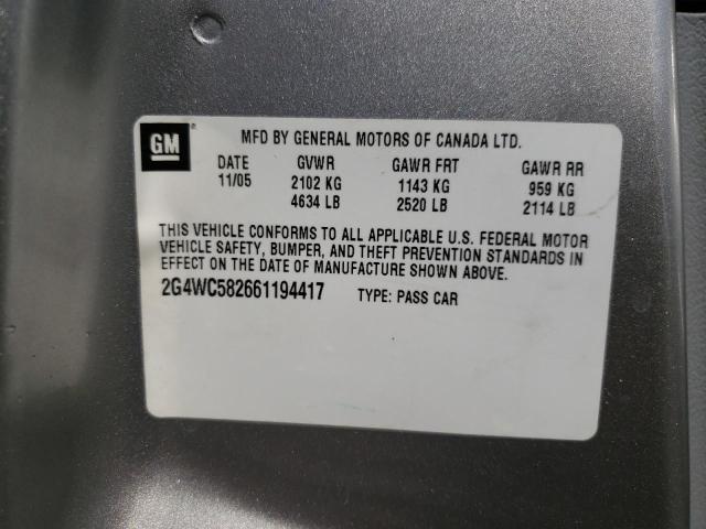 Photo 10 from auction – 2006 BUICK LACROSSE C with VIN 2G4WC582661194417