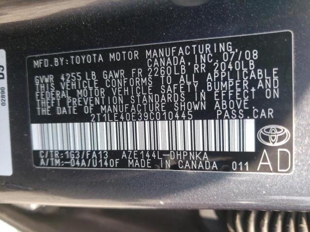 Photo 10 from auction – 2009 TOYOTA COROLLA MA with VIN 2T1LE40E39C010445