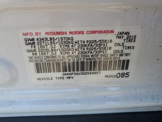 Photo 10 from auction – 2016 MITSUBISHI OUTLANDER with VIN JA4AP3AU3GZ049857