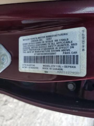 Photo 10 from auction – 1998 TOYOTA COROLLA VE with VIN 2T1BR18E6WC032597