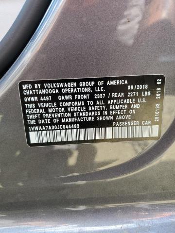 Photo 10 from auction – 2018 VOLKSWAGEN PASSAT S with VIN 1VWAA7A30JC044483