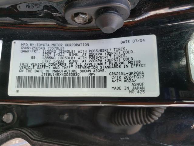 Photo 10 from auction – 2004 TOYOTA 4RUNNER SR with VIN JTEBU14RX40052930
