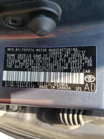 Photo 10 from auction – 2017 TOYOTA COROLLA L with VIN 2T1BURHE7HC911221
