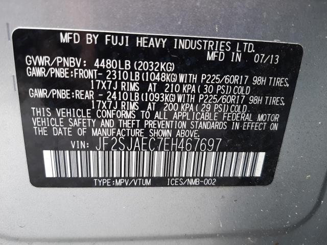 Photo 10 from auction – 2014 SUBARU FORESTER 2 with VIN JF2SJAEC7EH467697