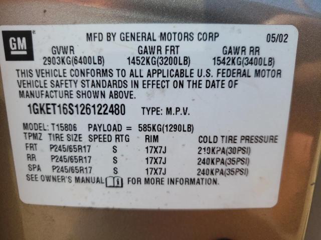 Photo 10 from auction – 2002 GMC ENVOY XL with VIN 1GKET16S126122480
