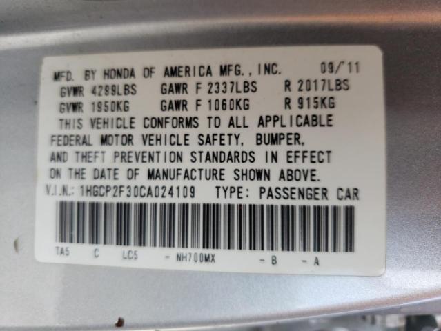 Photo 10 from auction – 2012 HONDA ACCORD LX with VIN 1HGCP2F30CA024109