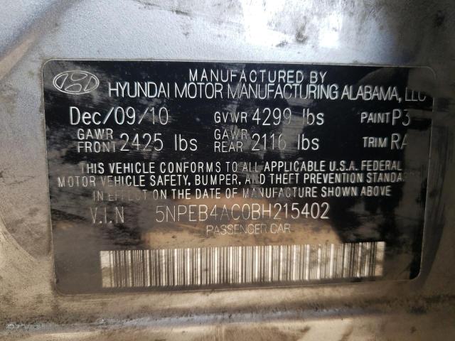 Photo 10 from auction – 2011 HYUNDAI SONATA with VIN 5NPEB4AC0BH215402