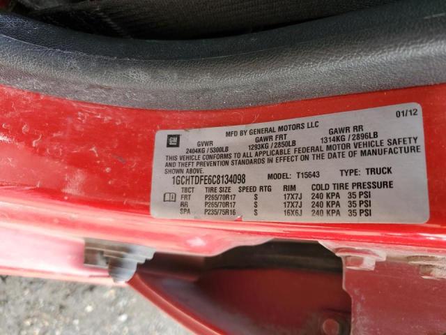 Photo 10 from auction – 2012 CHEVROLET COLORADO L with VIN 1GCHTDFE6C8134098