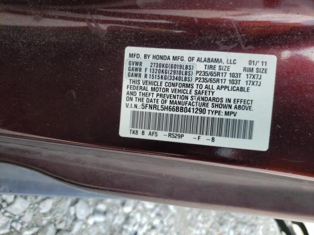 Photo 10 from auction – 2011 HONDA ODYSSEY EX with VIN 5FNRL5H66BB041290