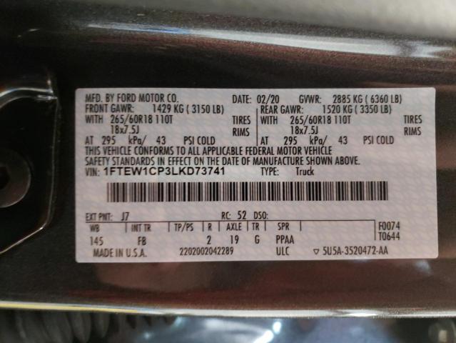 Photo 10 from auction – 2020 FORD F150 SUPER with VIN 1FTEW1CP3LKD73741