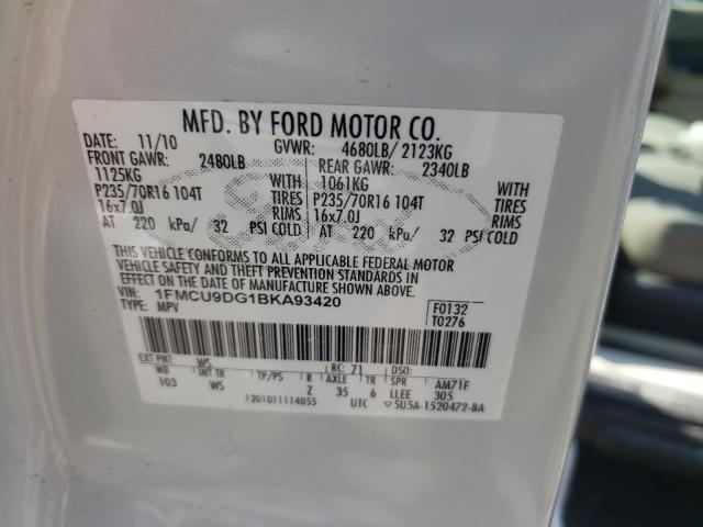 Photo 10 from auction – 2011 FORD ESCAPE XLT with VIN 1FMCU9DG1BKA93420