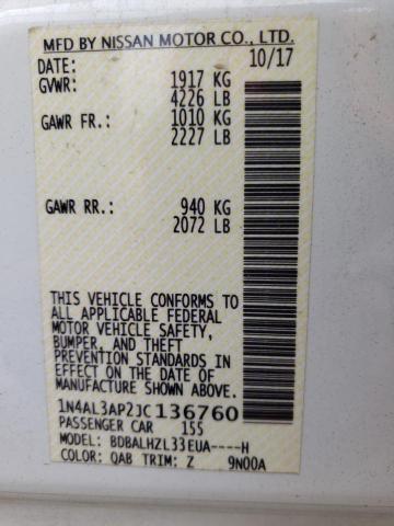 Photo 10 from auction – 2018 NISSAN ALTIMA 2.5 with VIN 1N4AL3AP2JC136760