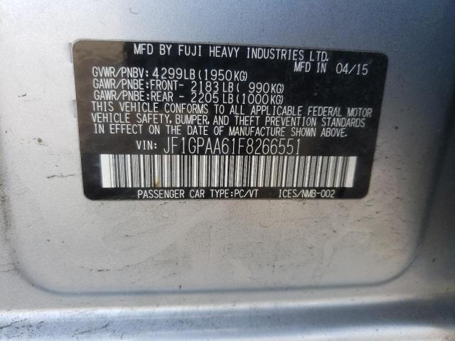 Photo 10 from auction – 2015 SUBARU IMPREZA with VIN JF1GPAA61F8266551