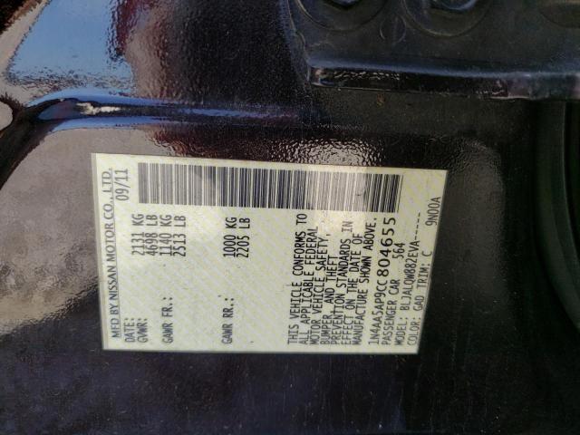 Photo 10 from auction – 2012 NISSAN MAXIMA S with VIN 1N4AA5AP9CC804655