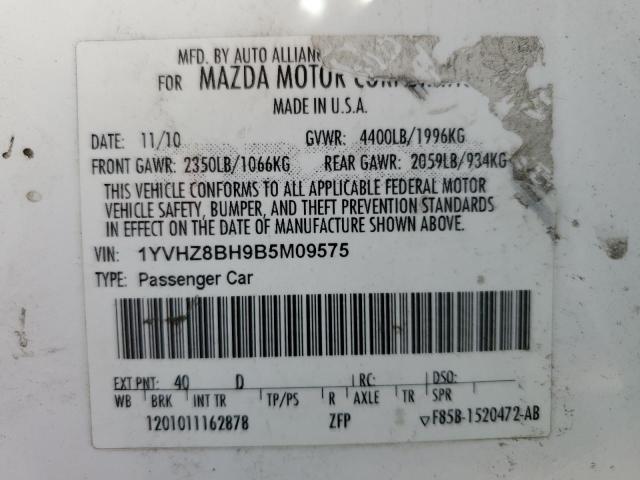 Photo 10 from auction – 2011 MAZDA MAZDA6 with VIN 1YVHZ8BH9B5M09575