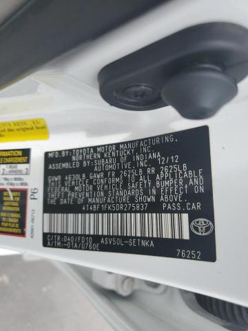 Photo 10 from auction – 2013 TOYOTA CAMRY L with VIN 4T4BF1FK5DR275837