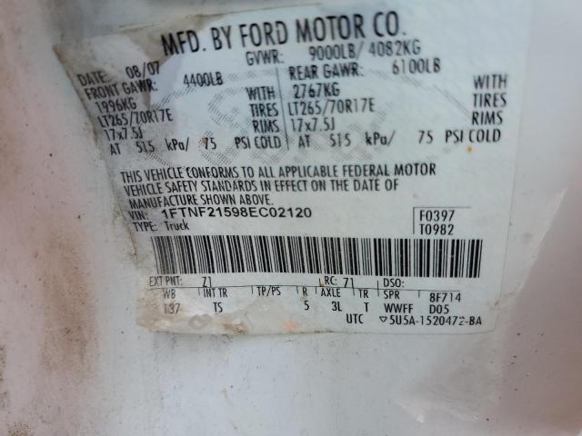 Photo 10 from auction – 2008 FORD F250 SUPER with VIN 1FTNF21598EC02120