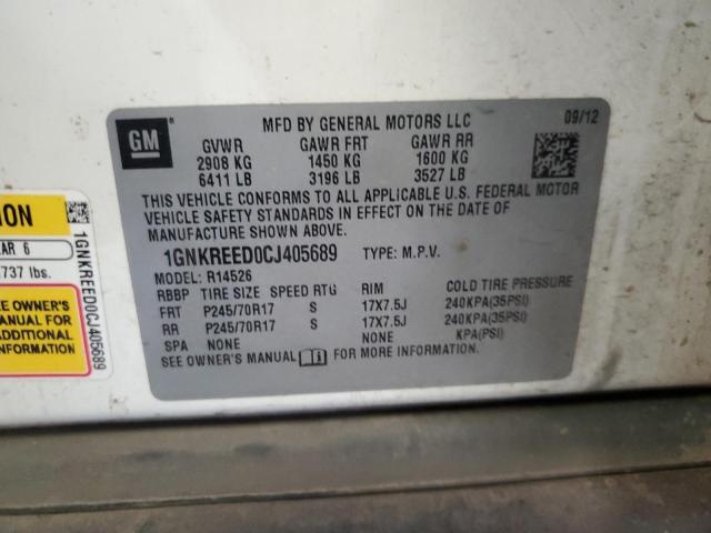 Photo 10 from auction – 2012 CHEVROLET TRAVERSE L with VIN 1GNKREED0CJ405689