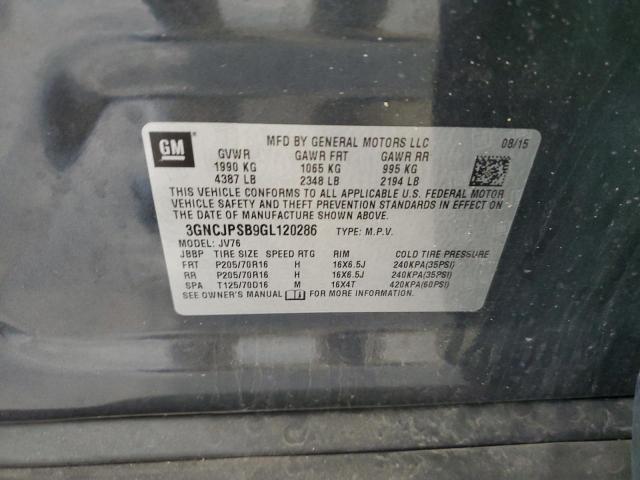 Photo 10 from auction – 2016 CHEVROLET TRAX 1LT with VIN 3GNCJPSB9GL120286
