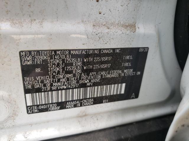 Photo 10 from auction – 2021 TOYOTA RAV4 LE with VIN 2T3F1RFV4MW142917